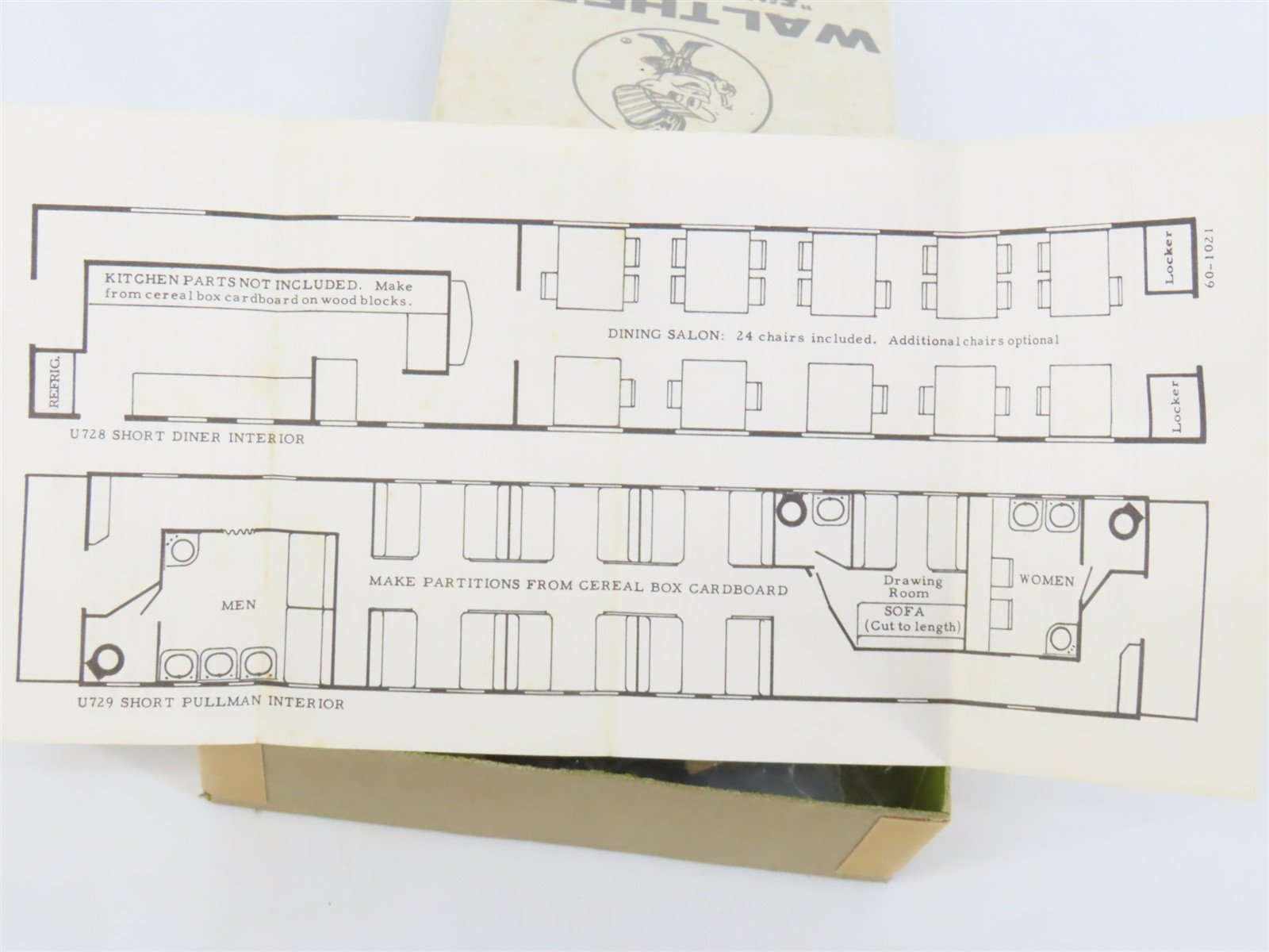 O 1/48 Scale Walthers U729 Short Pullman Passenger Interior Detailing Kit