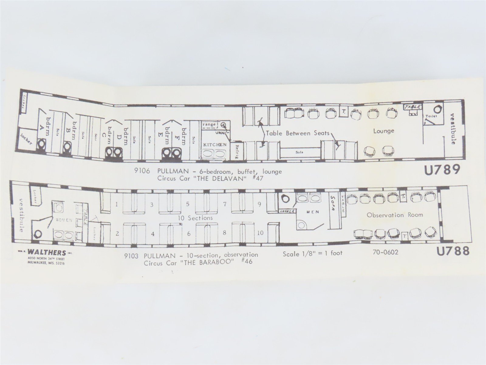 O Scale Walthers U788 10-Section Observation Passenger Interior Detailing Kit