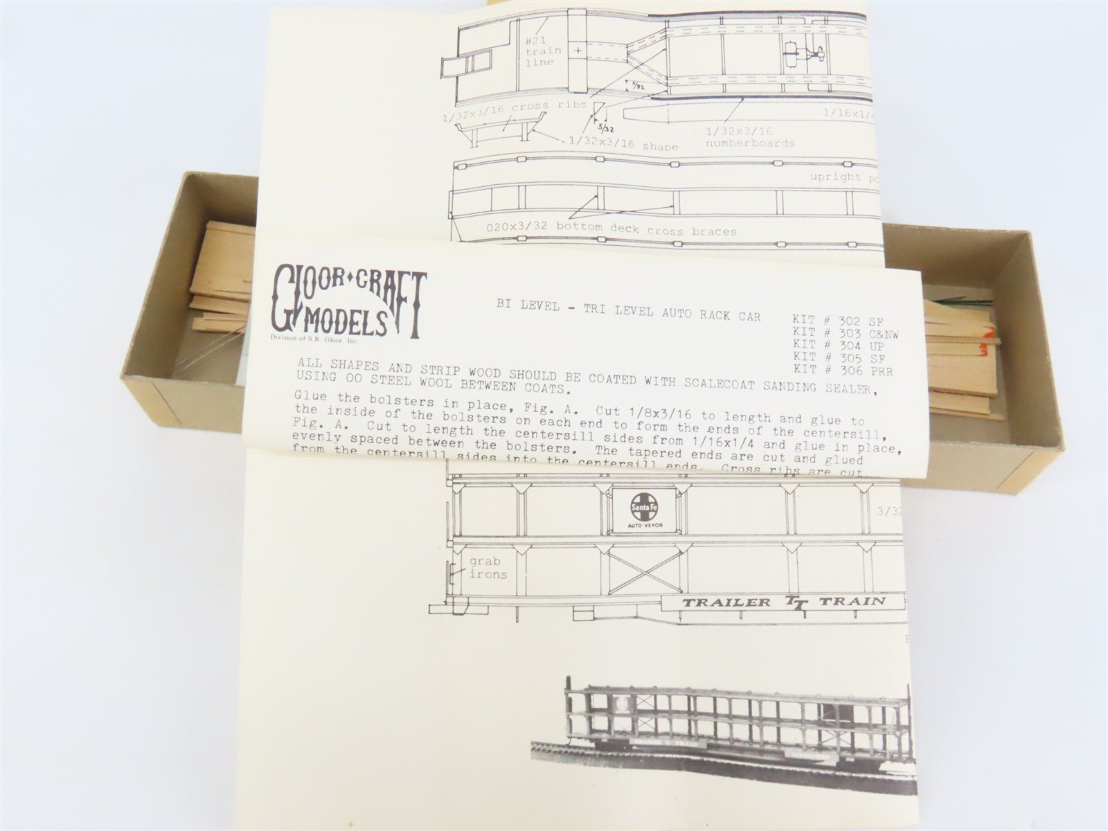 HO Scale Gloor Craft 3201 Undecorated Trailer Train Tri-Level Autorack Kit