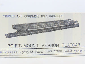 HO Scale Circus Crafts CW-164 Undecorated 72' Mount Vernon Flatcar Kit