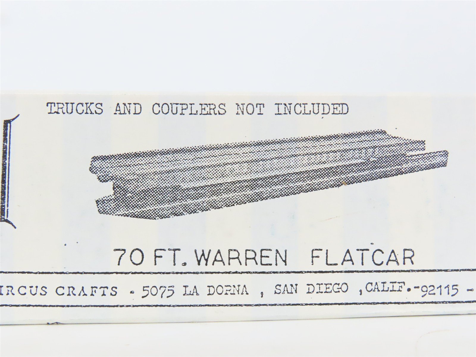 HO Scale Circus Crafts CW-165 Undecorated 70' Warren Flatcar Kit