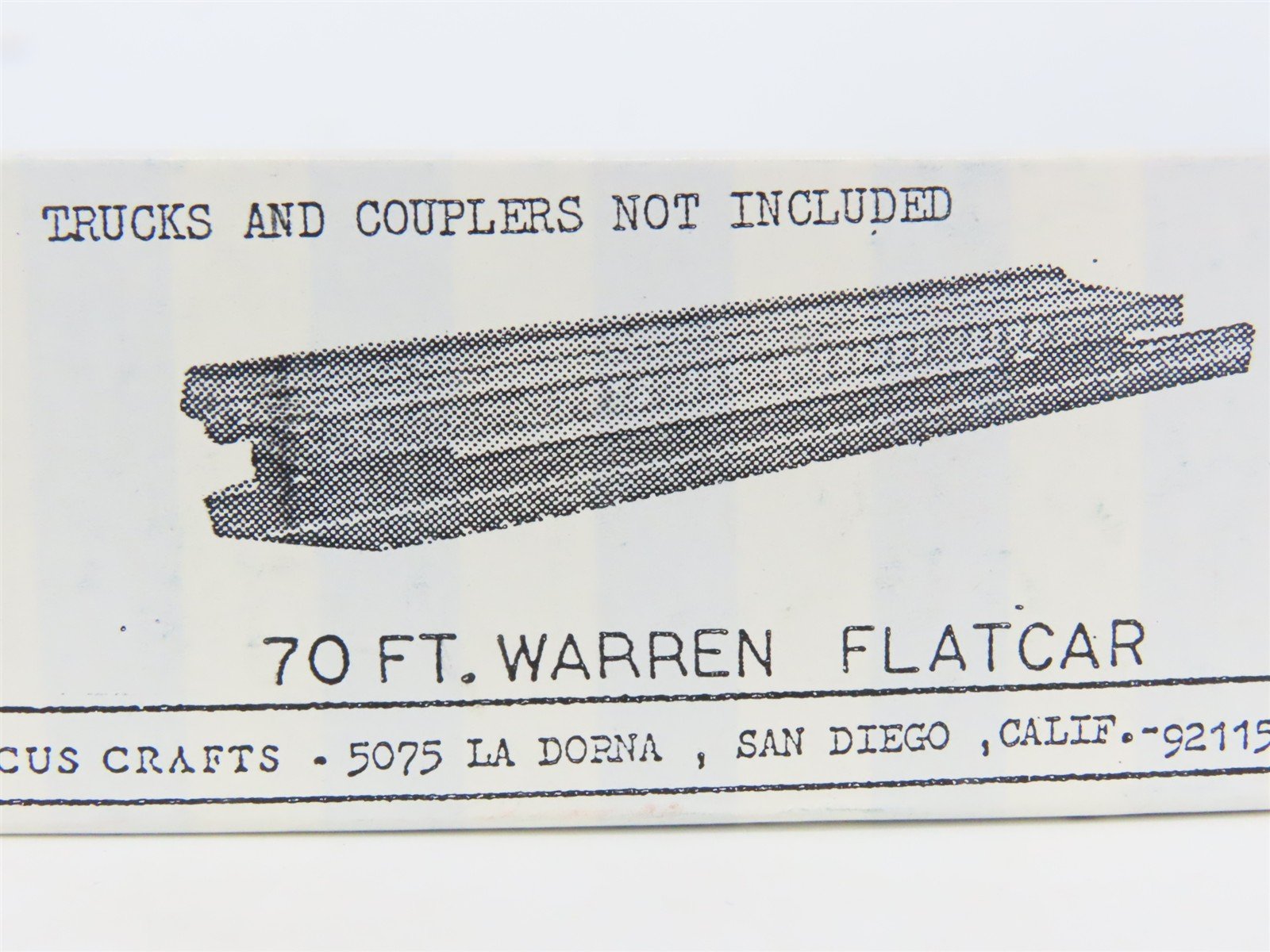 HO Scale Circus Crafts CW-165 Undecorated 70' Warren Flatcar Kit