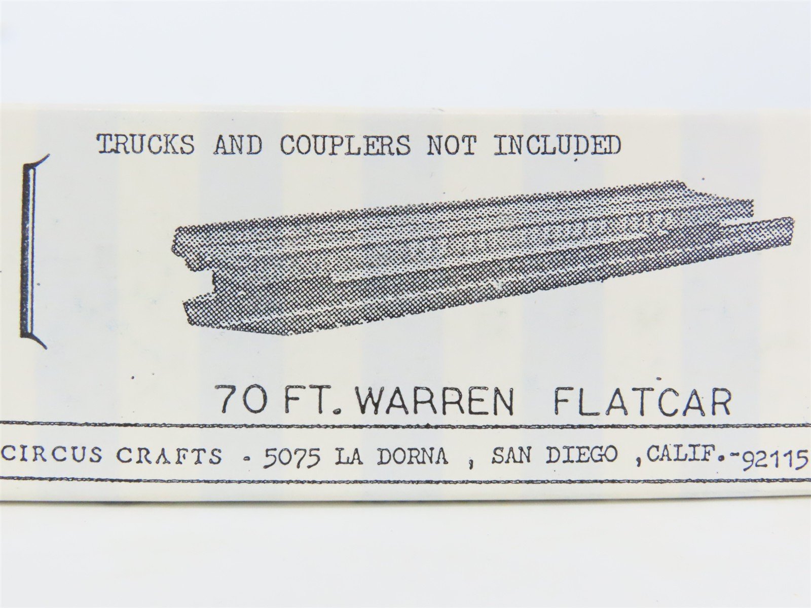 HO Scale Circus Crafts CW-165 Undecorated 70' Warren Flatcar Kit