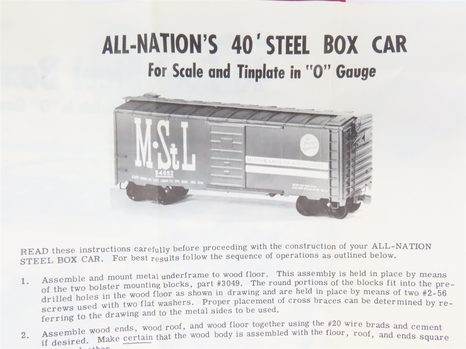 O Scale 2-Rail All-Nation 6606 GN Great Northern 40' Steel Boxcar #11450 Kit