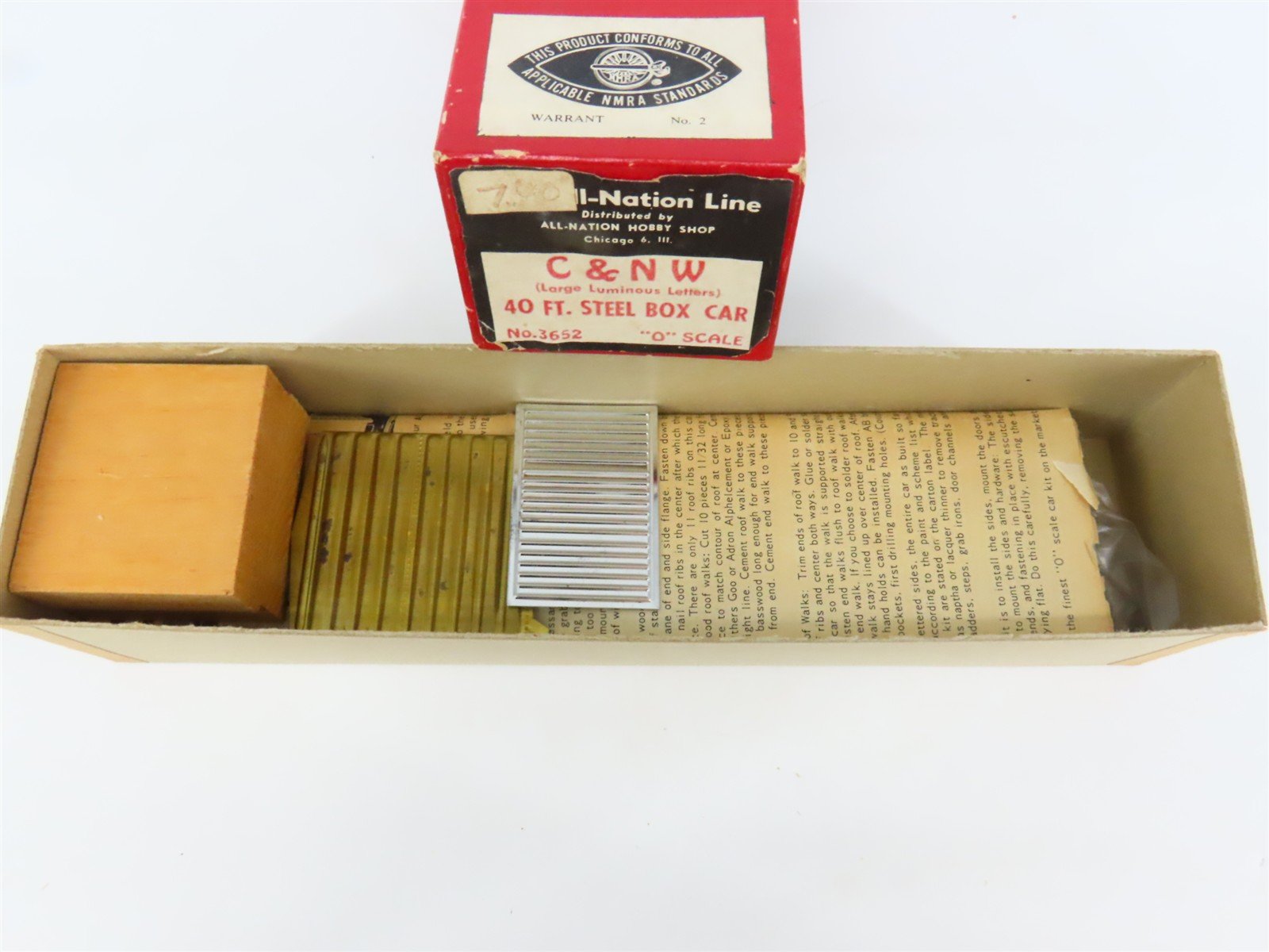 O 2-Rail All-Nation 3652 CNW Chicago Northwestern 40' Steel Boxcar #6501 Kit