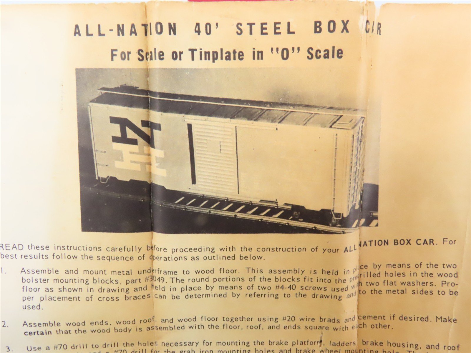 O 2-Rail All-Nation 3652 CNW Chicago Northwestern 40' Steel Boxcar #6501 Kit