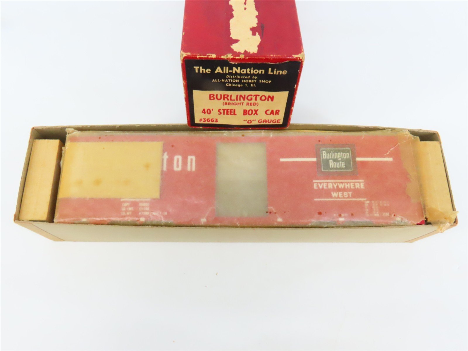 O Scale 2-Rail All-Nation 3663 CBQ Burlington 40' Steel Boxcar #62533 Kit