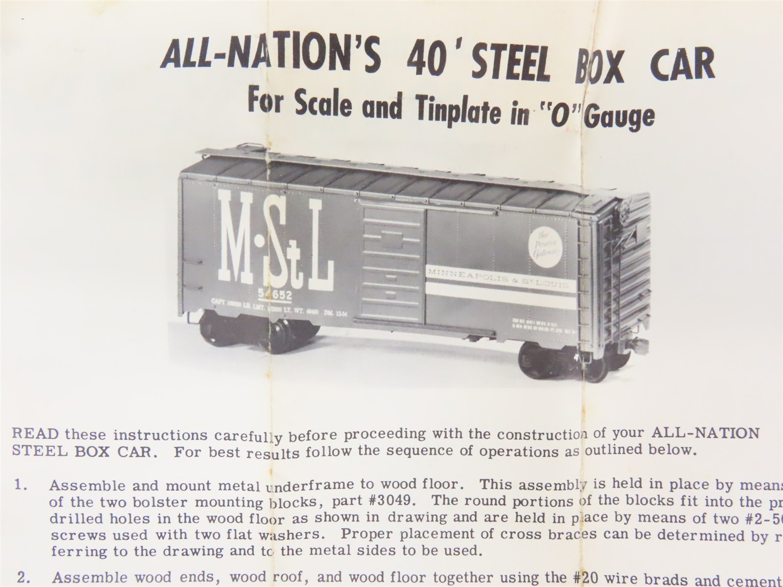 O Scale 2-Rail All-Nation 3663 CBQ Burlington 40' Steel Boxcar #62533 Kit