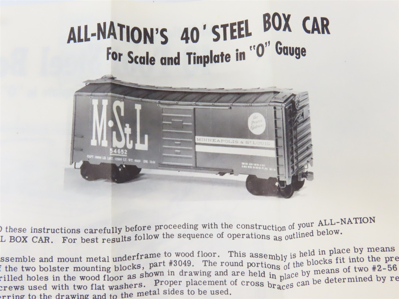 O Scale 2-Rail All-Nation 6606 GN Great Northern 40' Steel Boxcar #11450 Kit