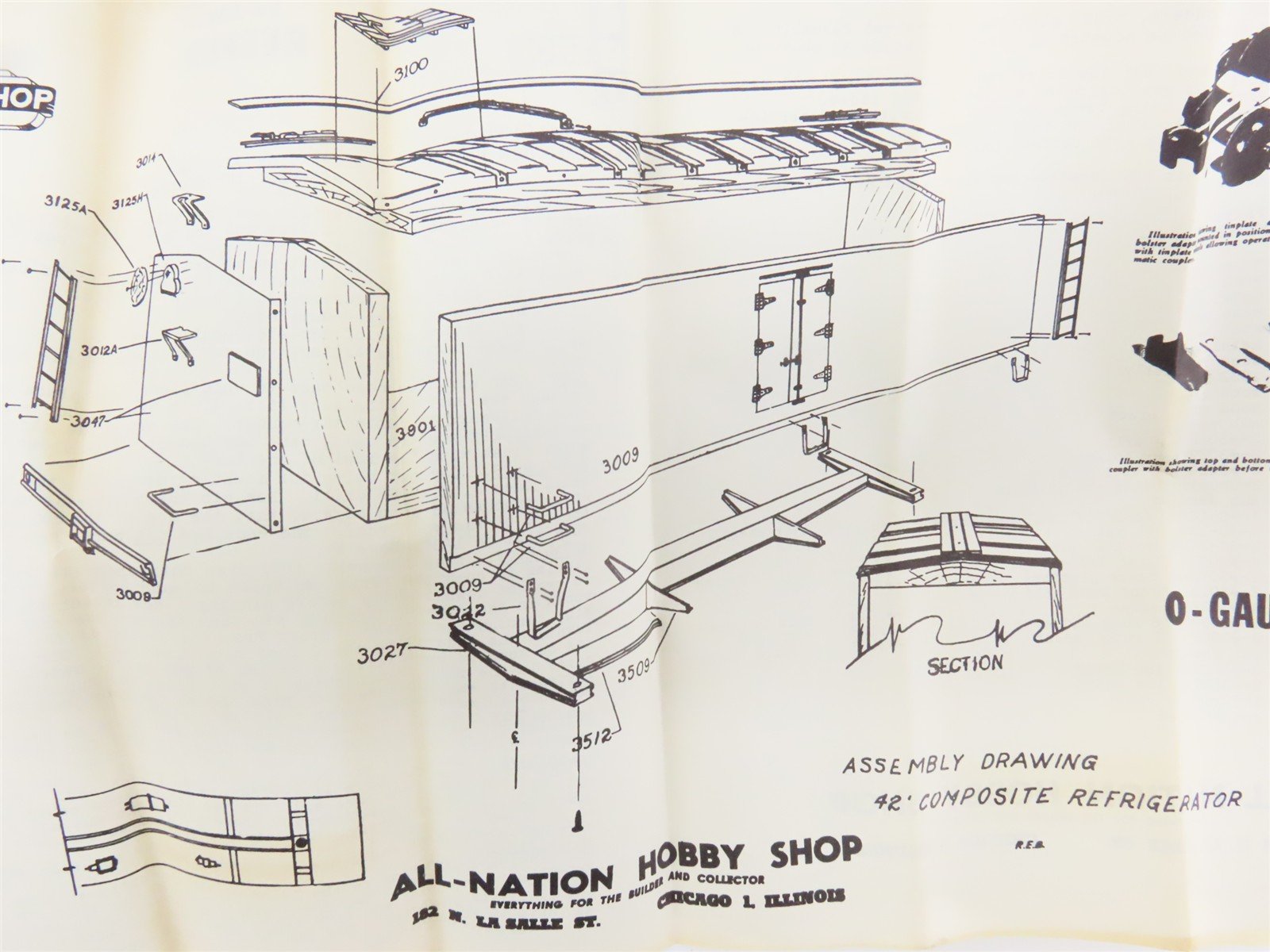 O 2-Rail All-Nation 3964 RPRX Rath's Black Hawk Ham 40' Wood Reefer #290 Kit