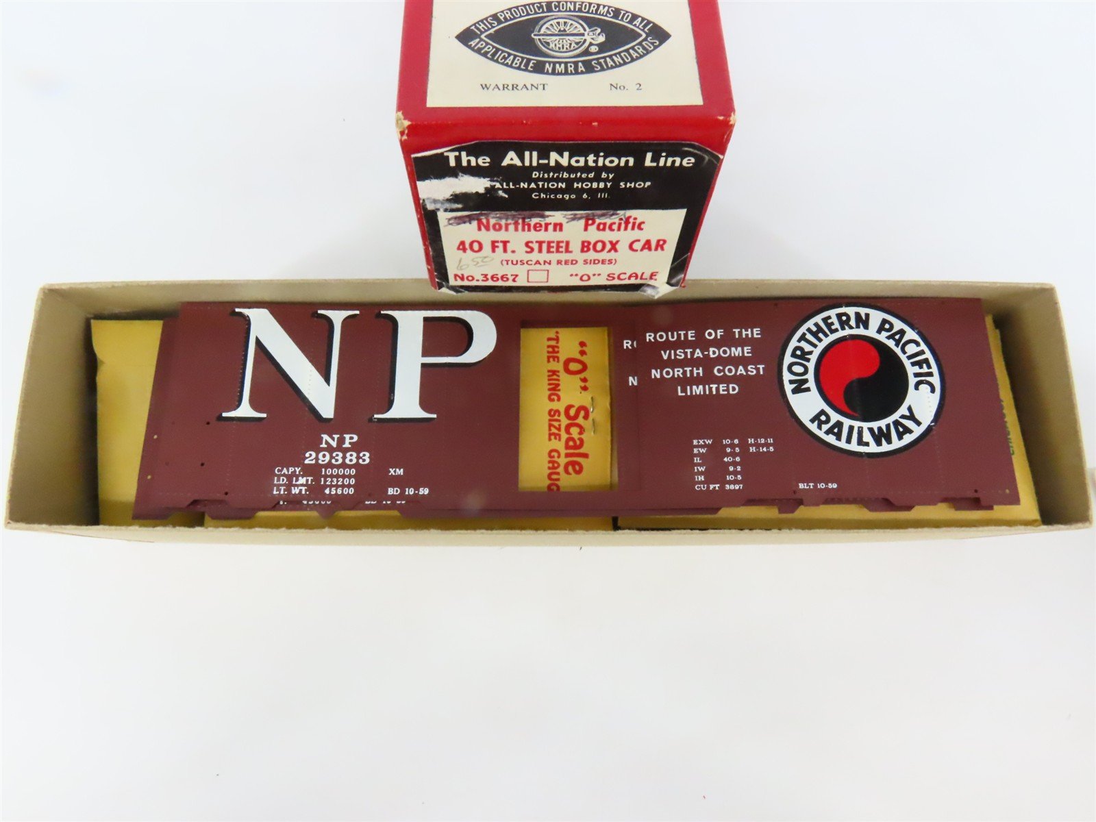 O Scale 2-Rail All-Nation 3667 NP Northern Pacific 40' Steel Boxcar Kit