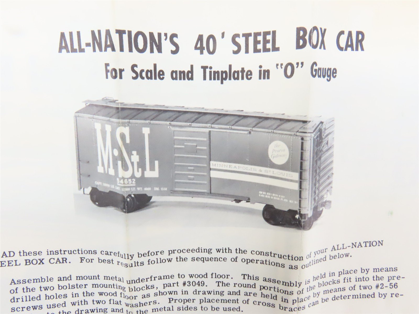 O Scale 2-Rail All-Nation 3667 NP Northern Pacific 40' Steel Boxcar Kit
