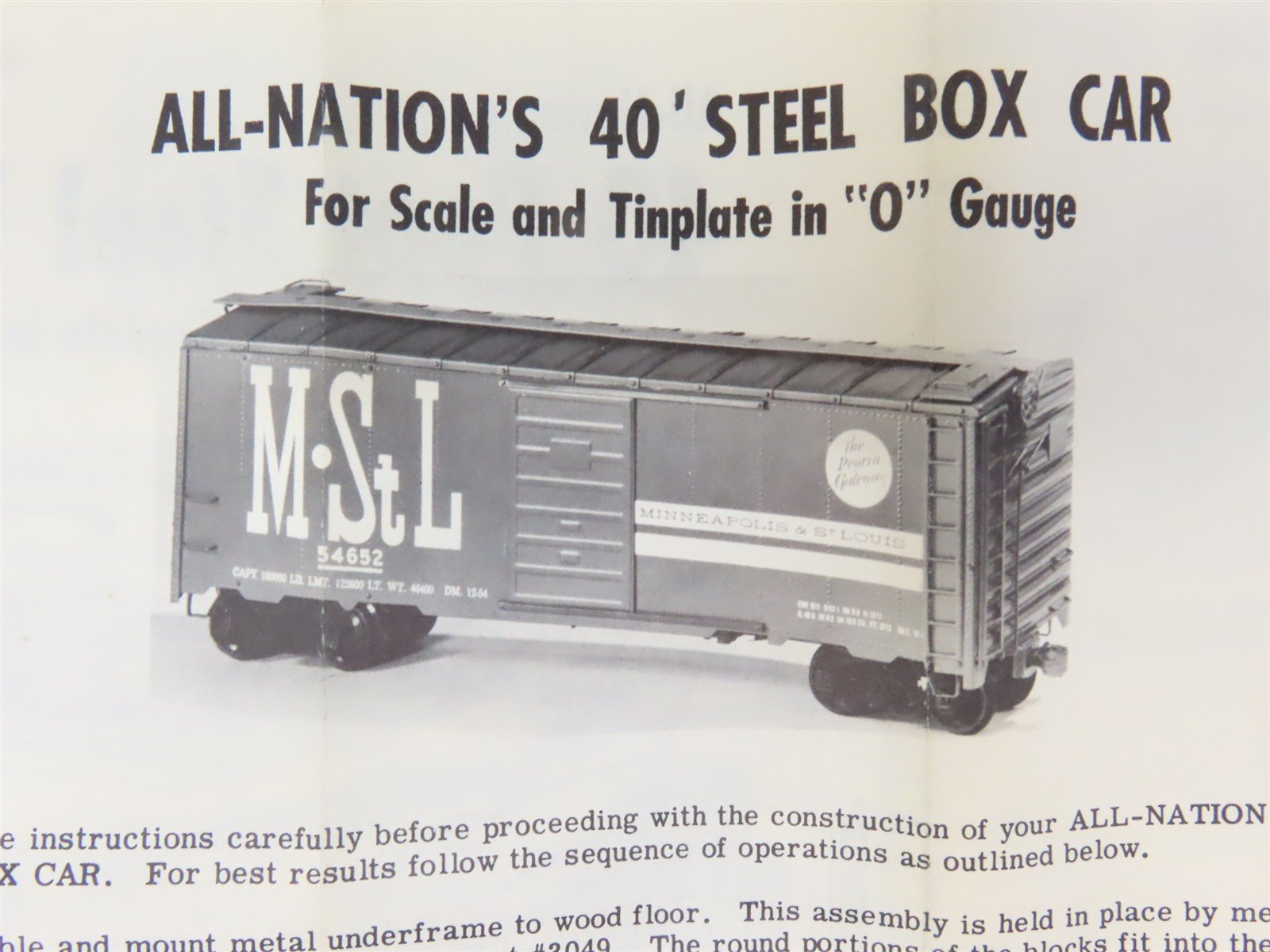O Scale 2-Rail All-Nation 6606 GN Great Northern 40' Steel Boxcar #11450 Kit