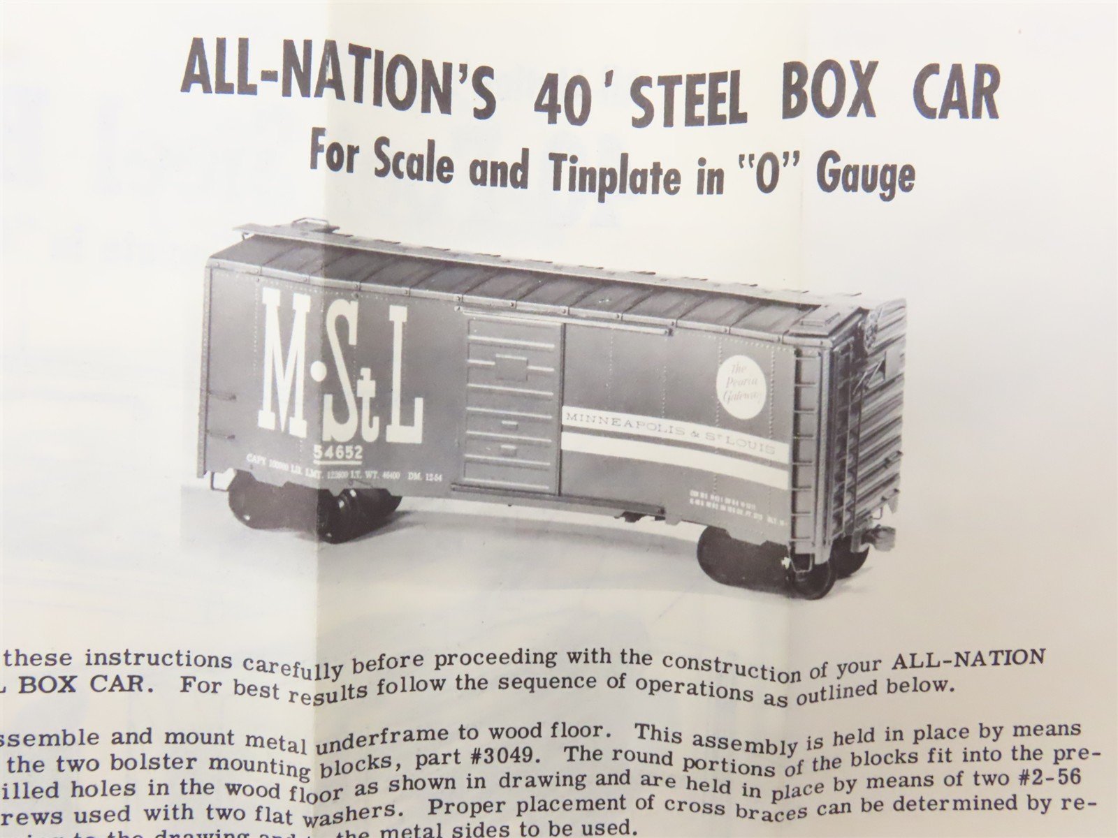 O Scale 2-Rail All-Nation 6606 GN Great Northern 40' Steel Boxcar #11450 Kit