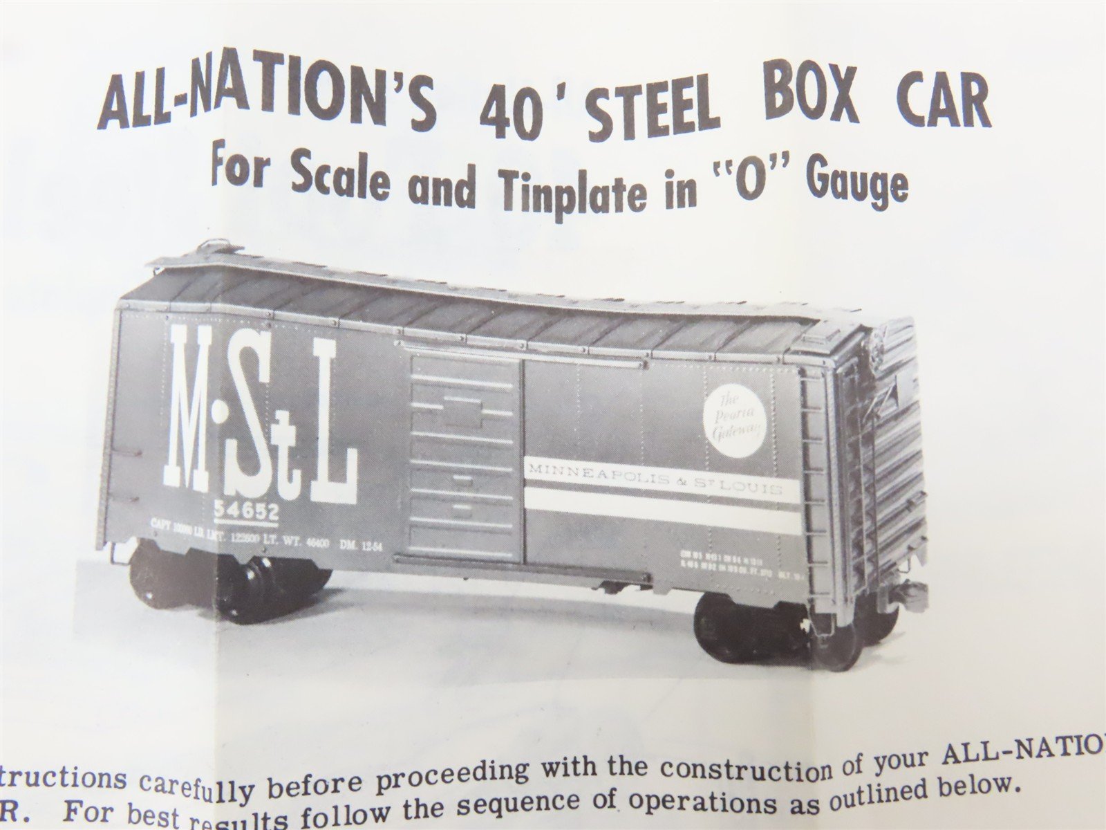 O Scale 2-Rail All-Nation 6606 GN Great Northern 40' Steel Boxcar #11450 Kit