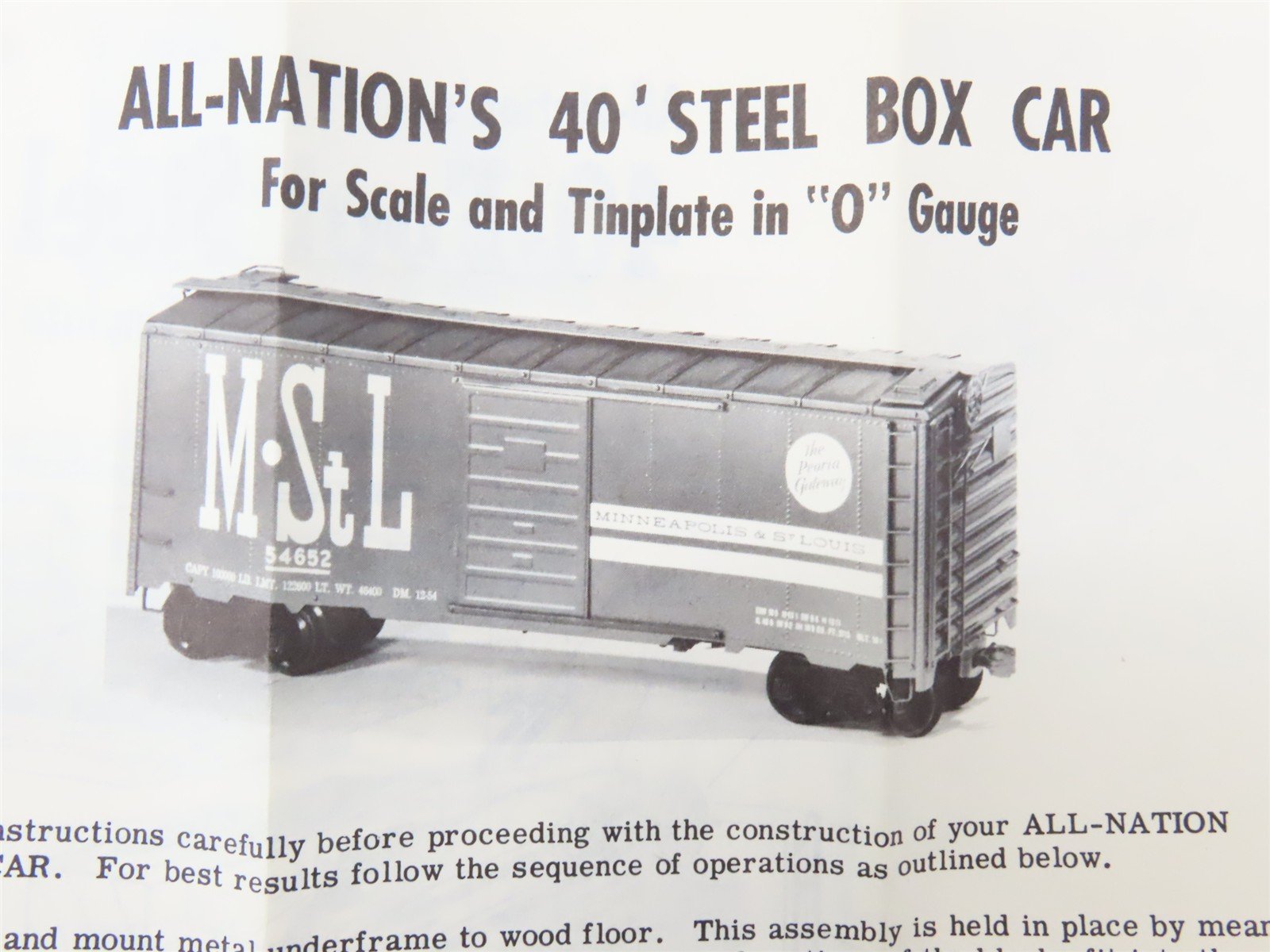 O Scale 2-Rail All-Nation 6606 GN Great Northern 40' Steel Boxcar #11450 Kit