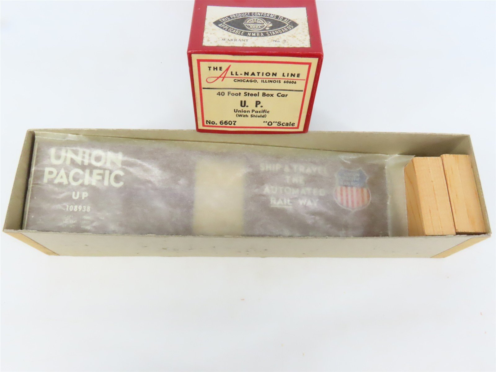 O Scale 2-Rail All-Nation 6607 UP Union Pacific 40' Boxcar #108938 Kit