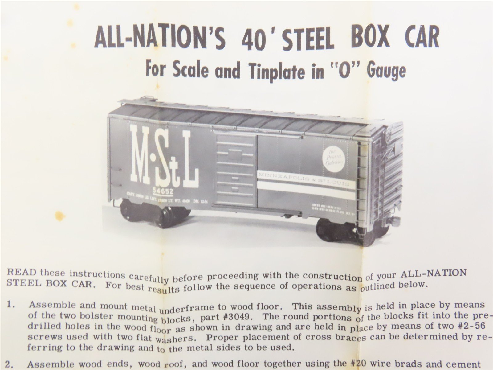 O Scale 2-Rail All-Nation 6200 GN Great Northern 40' Boxcar #27056 Kit