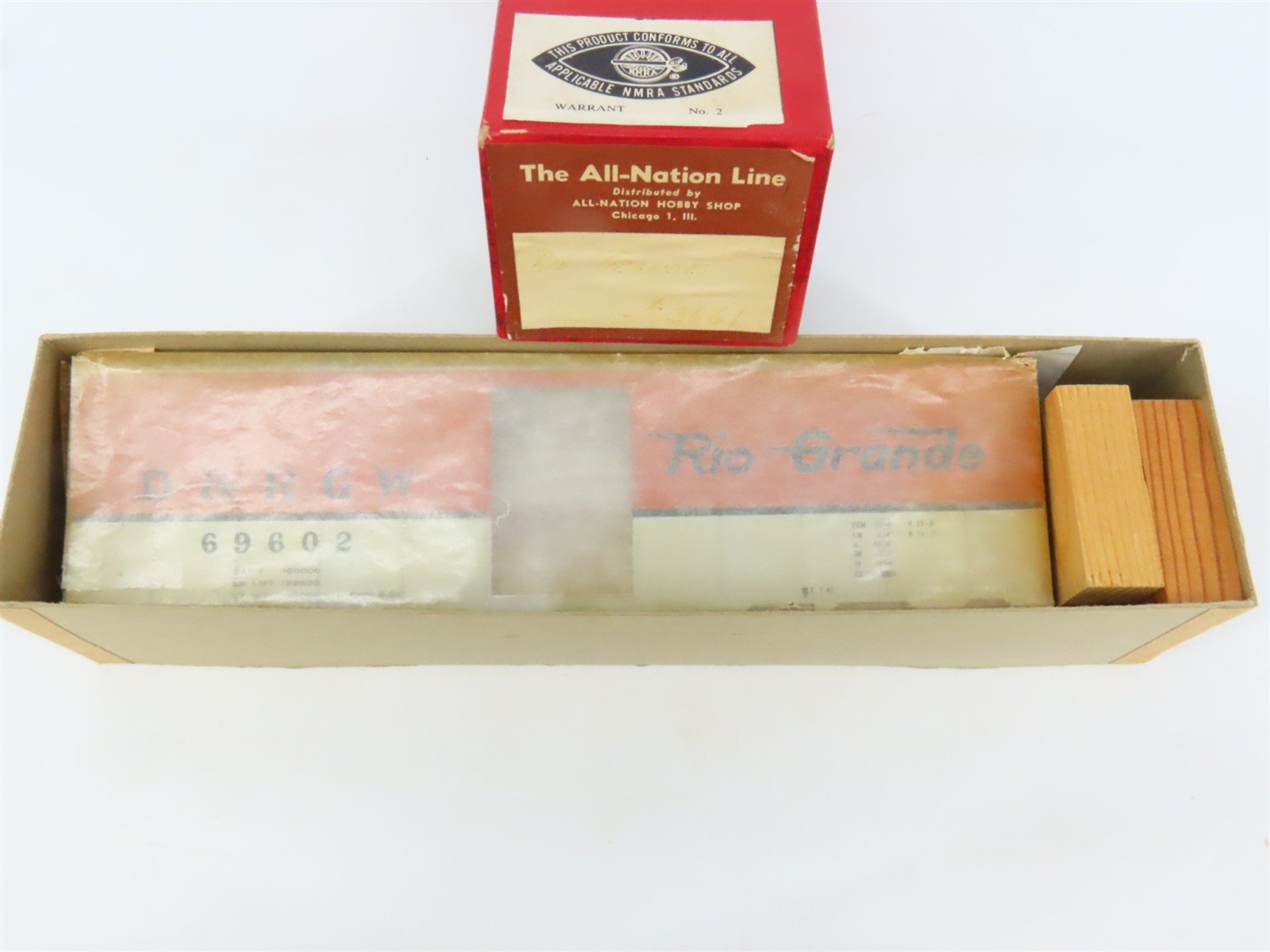 O Scale 2-Rail All-Nation 3661 DRGW Rio Grande 40' Boxcar #69602 Kit