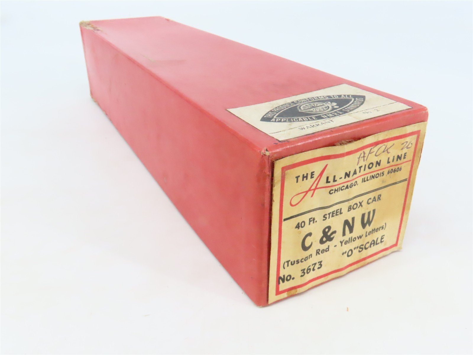 O 2-Rail All-Nation 3673 CNW Chicago Northwestern 40' Steel Boxcar #23393 Kit