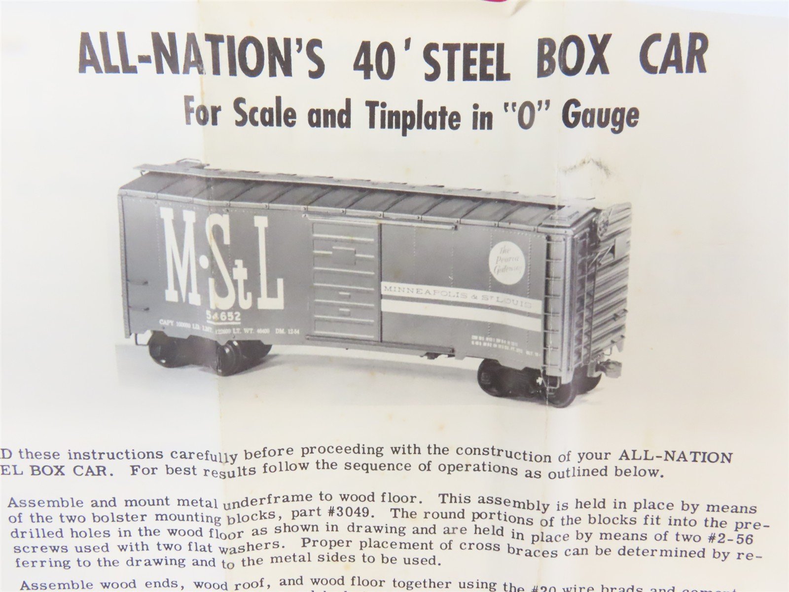 O 2-Rail All-Nation CP Canadian Pacific 40' Steel Boxcar #2227 Kit