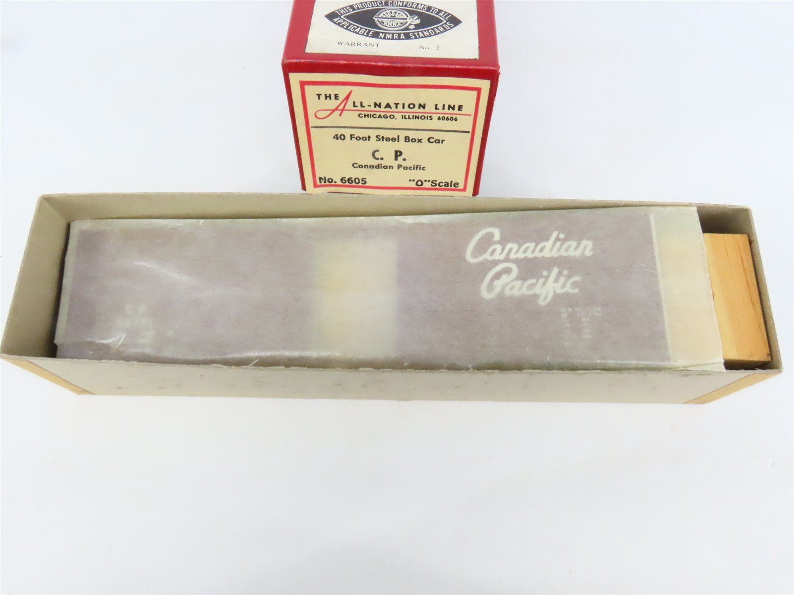 O 2-Rail All-Nation 6605 CP Canadian Pacific 40' Steel Boxcar #58771 Kit