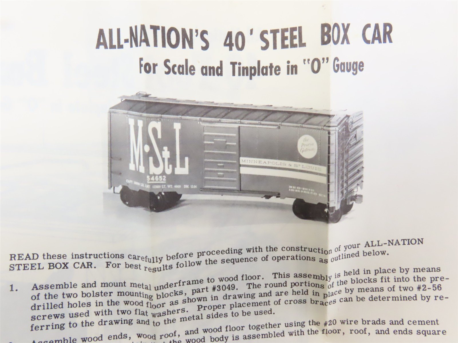 O 2-Rail All-Nation 6605 CP Canadian Pacific 40' Steel Boxcar #58771 Kit