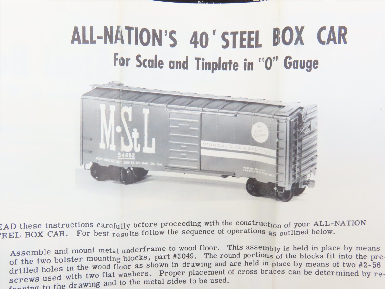 O Scale 2-Rail All-Nation 3672 IC Illinois Central 40' Steel Boxcar #31171 Kit