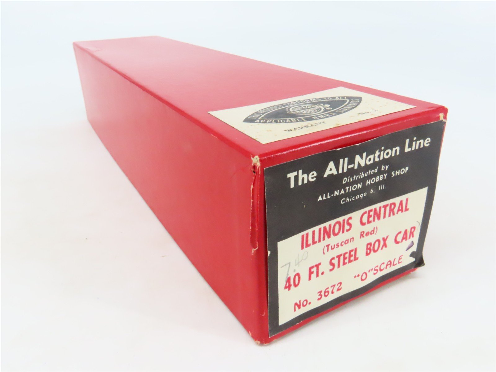 O Scale 2-Rail All-Nation 3672 IC Illinois Central 40' Steel Boxcar #31171 Kit