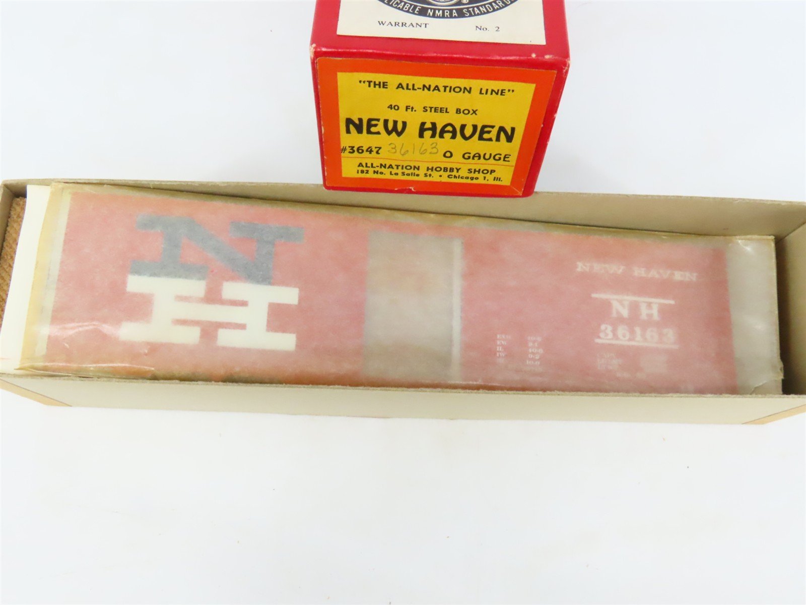 O Scale 2-Rail All-Nation 3647 NH New Haven 40' Steel Boxcar #36163 Kit