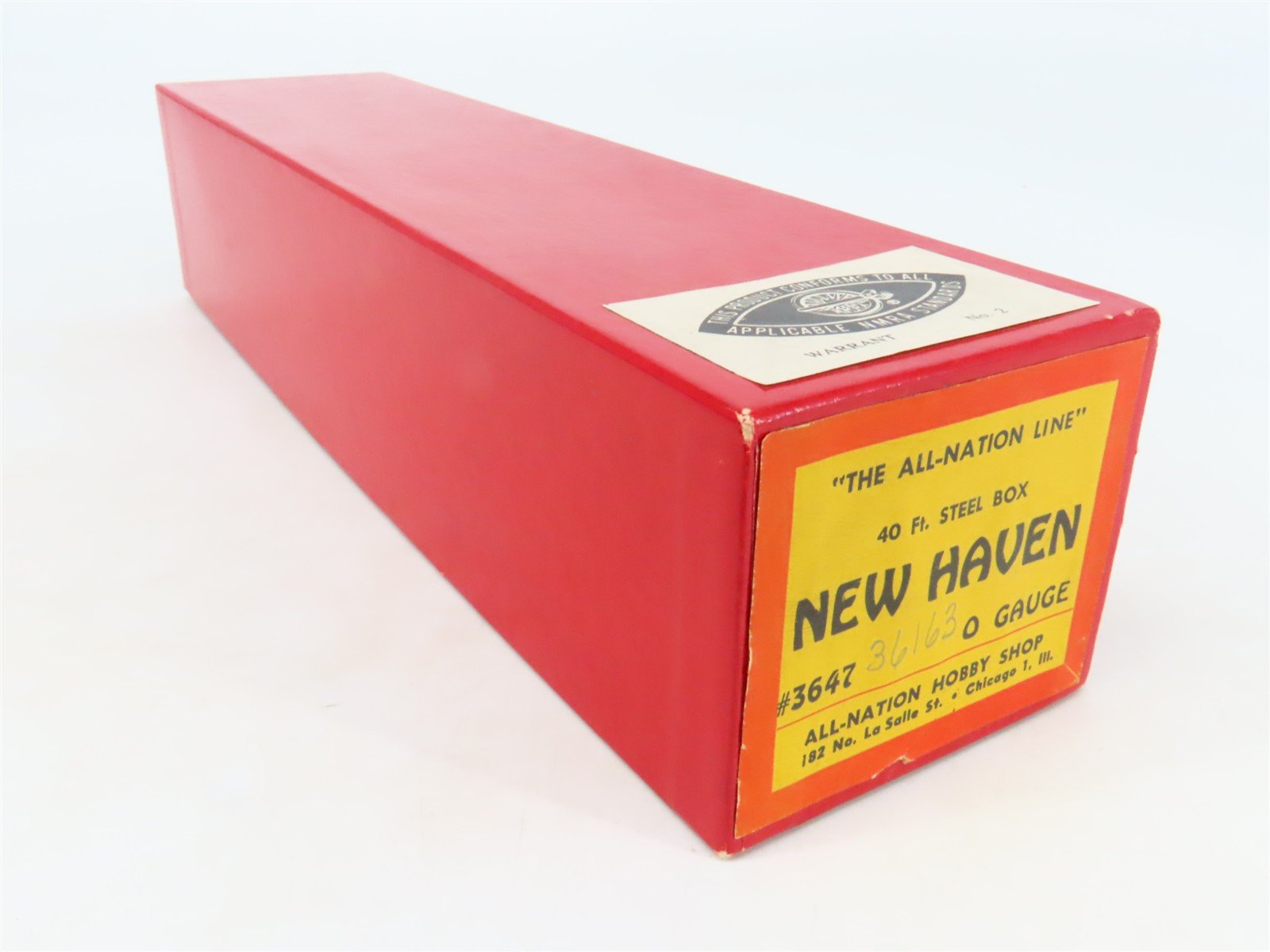 O Scale 2-Rail All-Nation 3647 NH New Haven 40' Steel Boxcar #36163 Kit