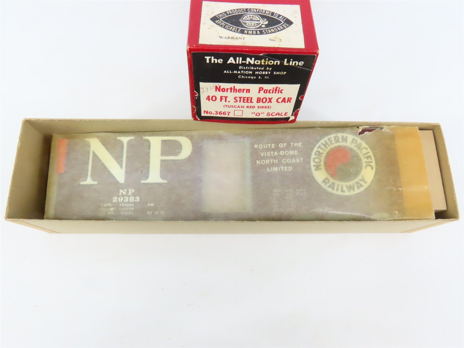 O Scale 2-Rail All-Nation 3667 NP Northern Pacific 40' Steel Boxcar #29383 Kit