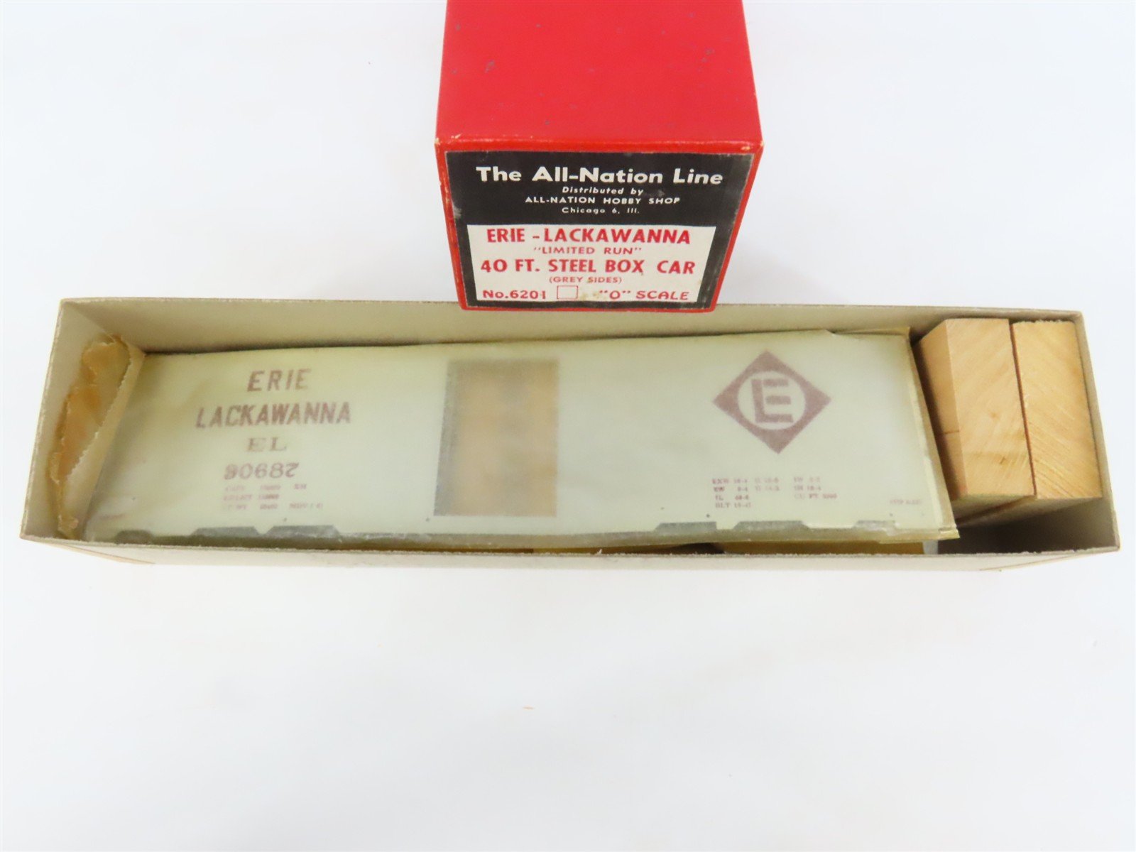 O Scale 2-Rail All-Nation 6201 EL Erie Lackawanna 40' Steel Boxcar #90687 Kit