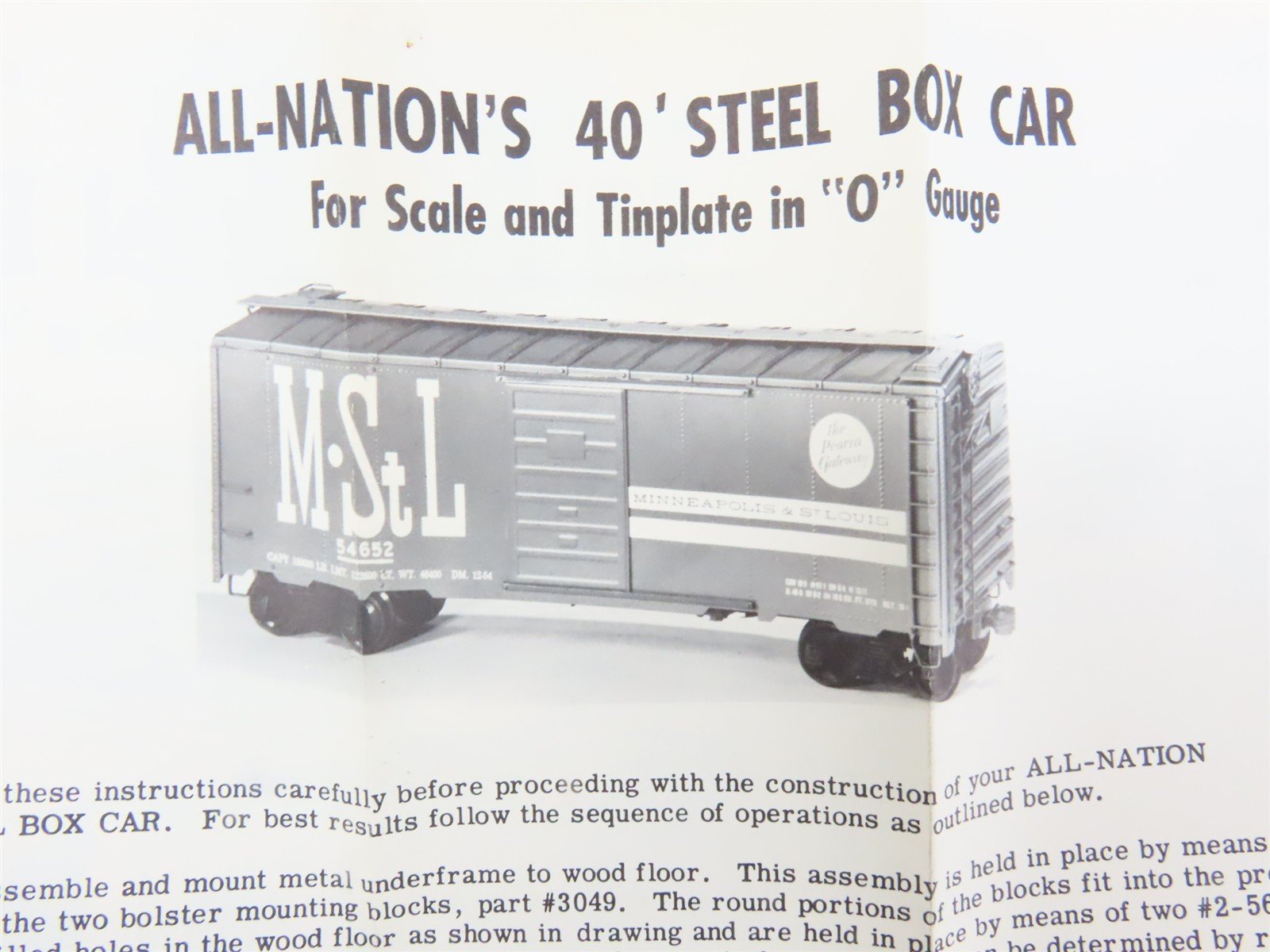 O Scale 2-Rail All-Nation 6201 EL Erie Lackawanna 40' Steel Boxcar #90687 Kit