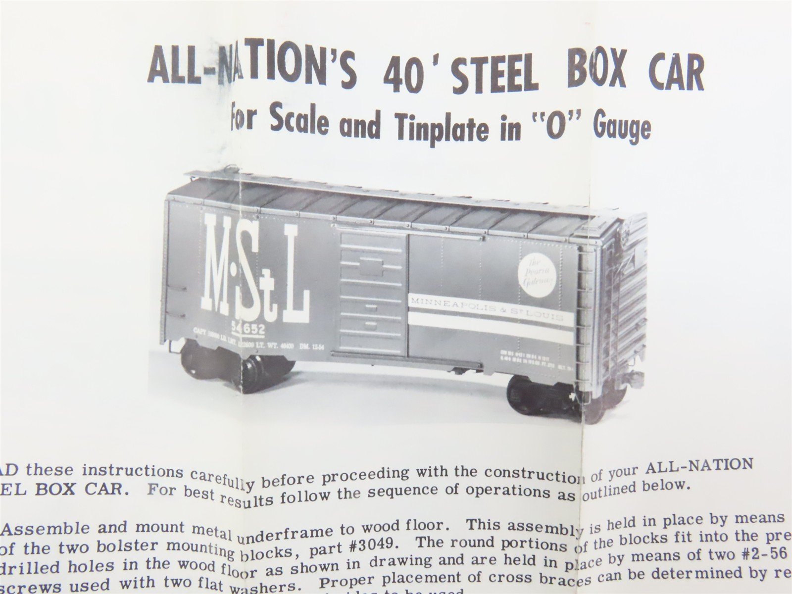 O Scale 2-Rail All-Nation 6203 ATSF Santa Fe 40' Steel Boxcar #272973 Kit