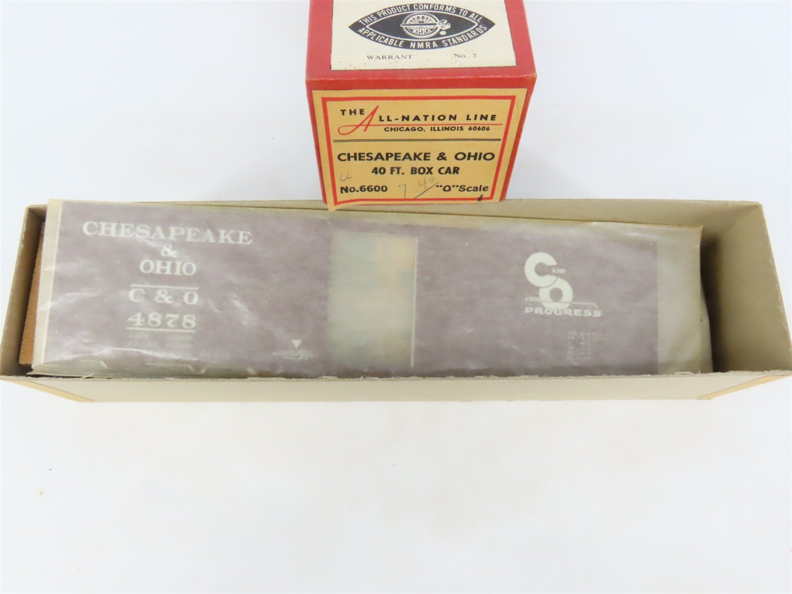 O Scale 2-Rail All-Nation 6600 C&O Chesapeake & Ohio 40' Steel Boxcar #4878 Kit