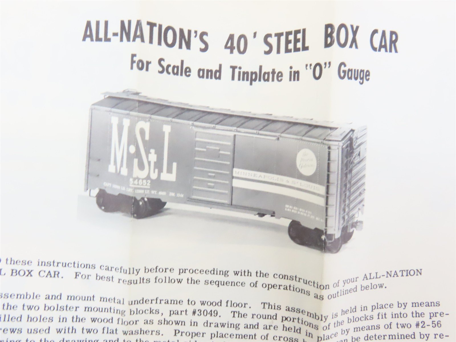 O Scale 2-Rail All-Nation 6600 C&O Chesapeake & Ohio 40' Steel Boxcar #4878 Kit