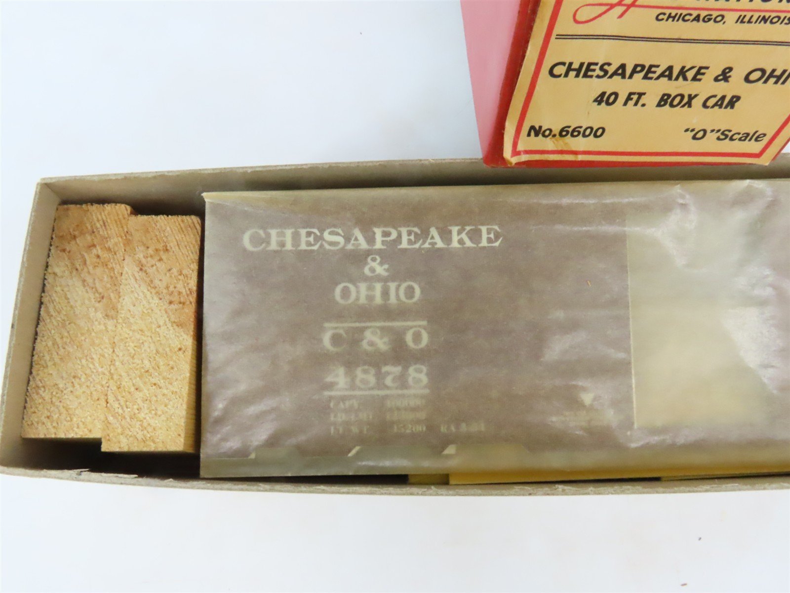 O Scale 2-Rail All-Nation 6600 C&O Chesapeake & Ohio 40' Steel Boxcar #4878 Kit