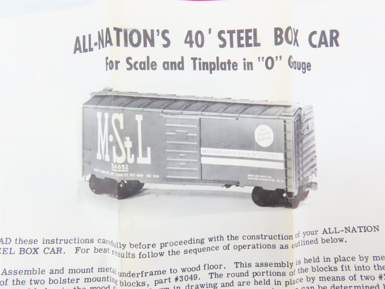 O Scale 2-Rail All-Nation 6600 C&O Chesapeake & Ohio 40' Steel Boxcar #4878 Kit