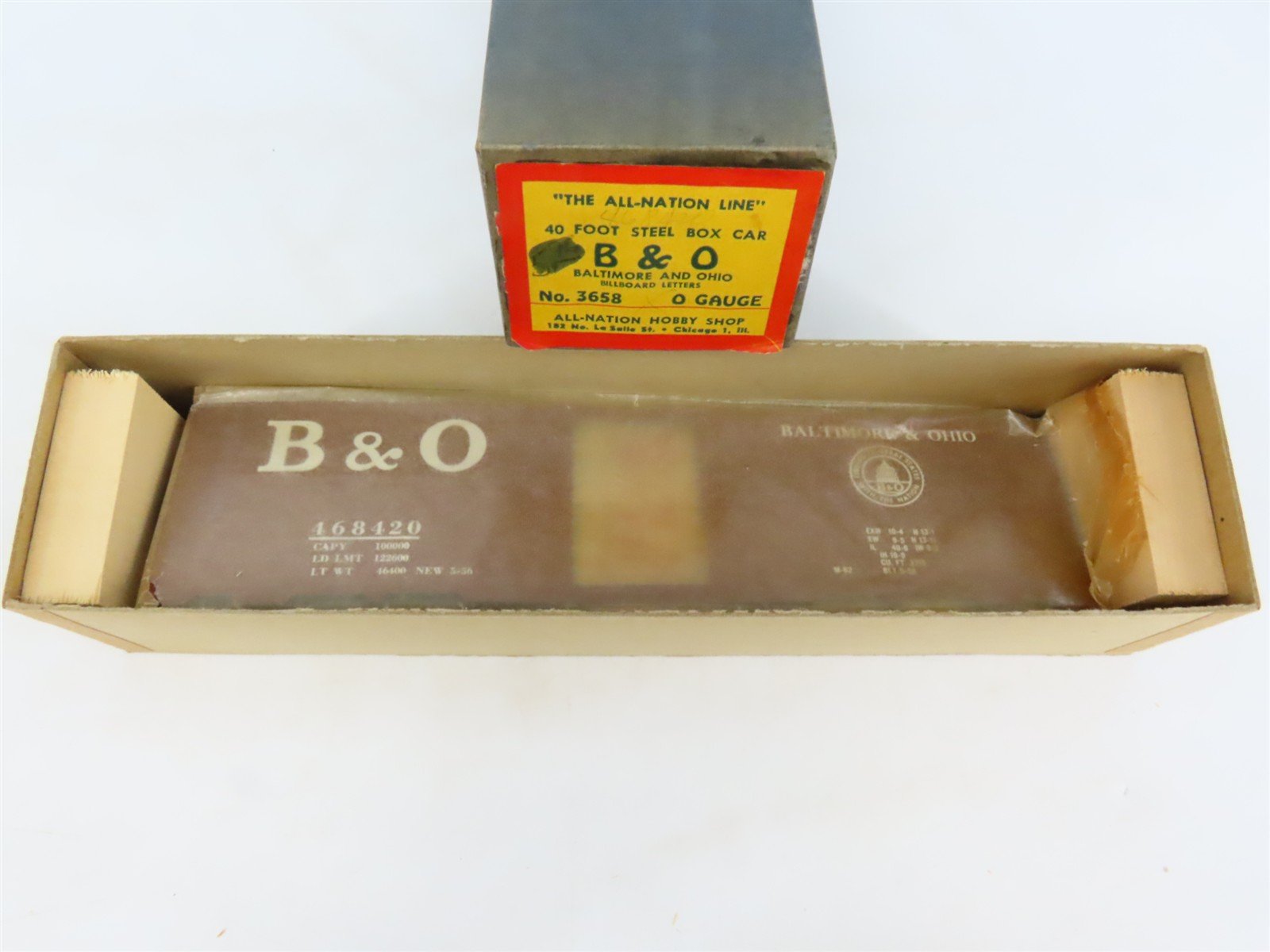 O Scale 2-Rail All-Nation 3658 B&O Baltimore & Ohio 40' Steel Boxcar #468420 Kit