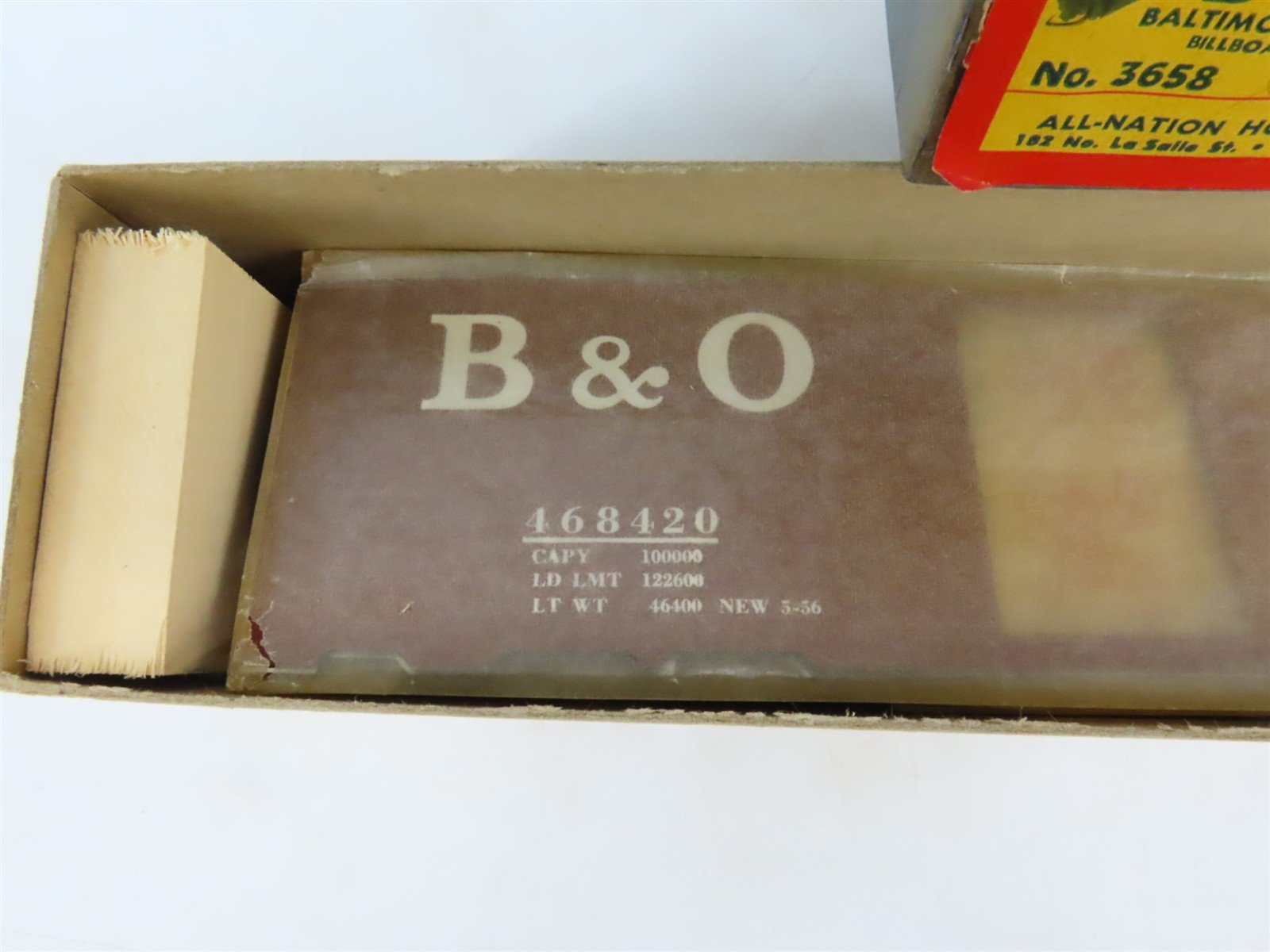 O Scale 2-Rail All-Nation 3658 B&O Baltimore & Ohio 40' Steel Boxcar #468420 Kit