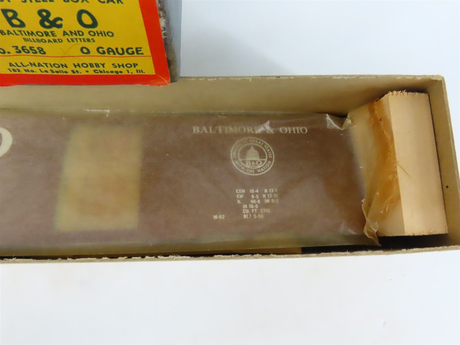 O Scale 2-Rail All-Nation 3658 B&O Baltimore & Ohio 40' Steel Boxcar #468420 Kit