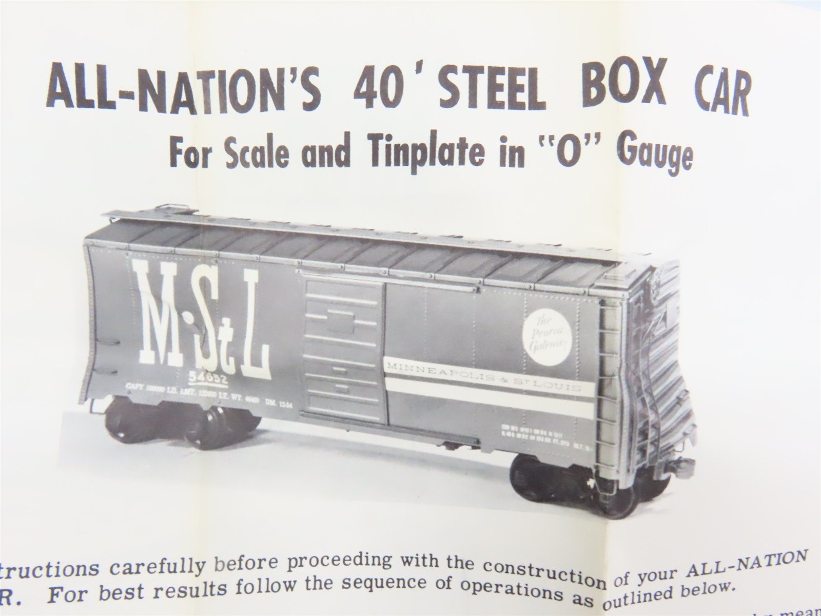 O Scale 2-Rail All-Nation 3658 B&O Baltimore & Ohio 40' Steel Boxcar #468420 Kit