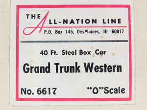 O Scale 2-Rail All-Nation 6617 GTW Grand Trunk Western Boxcar #515001 Kit