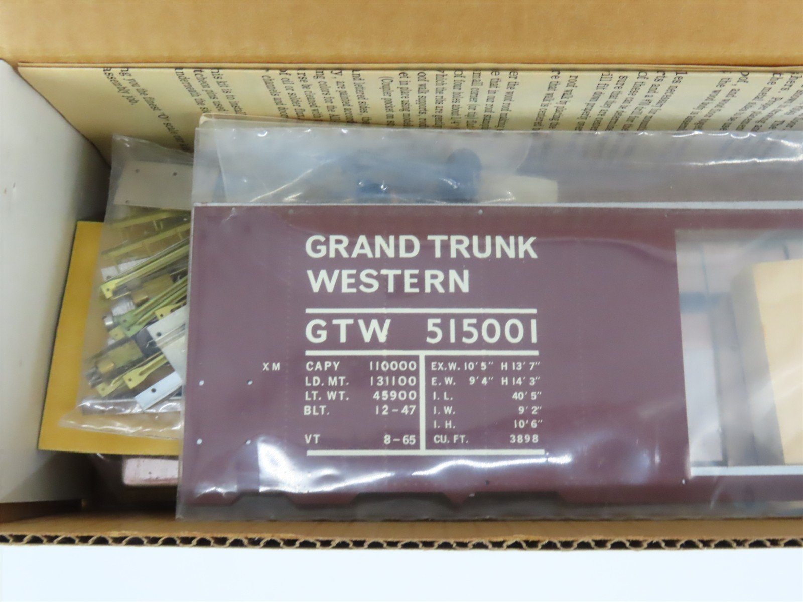 O Scale 2-Rail All-Nation 6617 GTW Grand Trunk Western Boxcar #515001 Kit