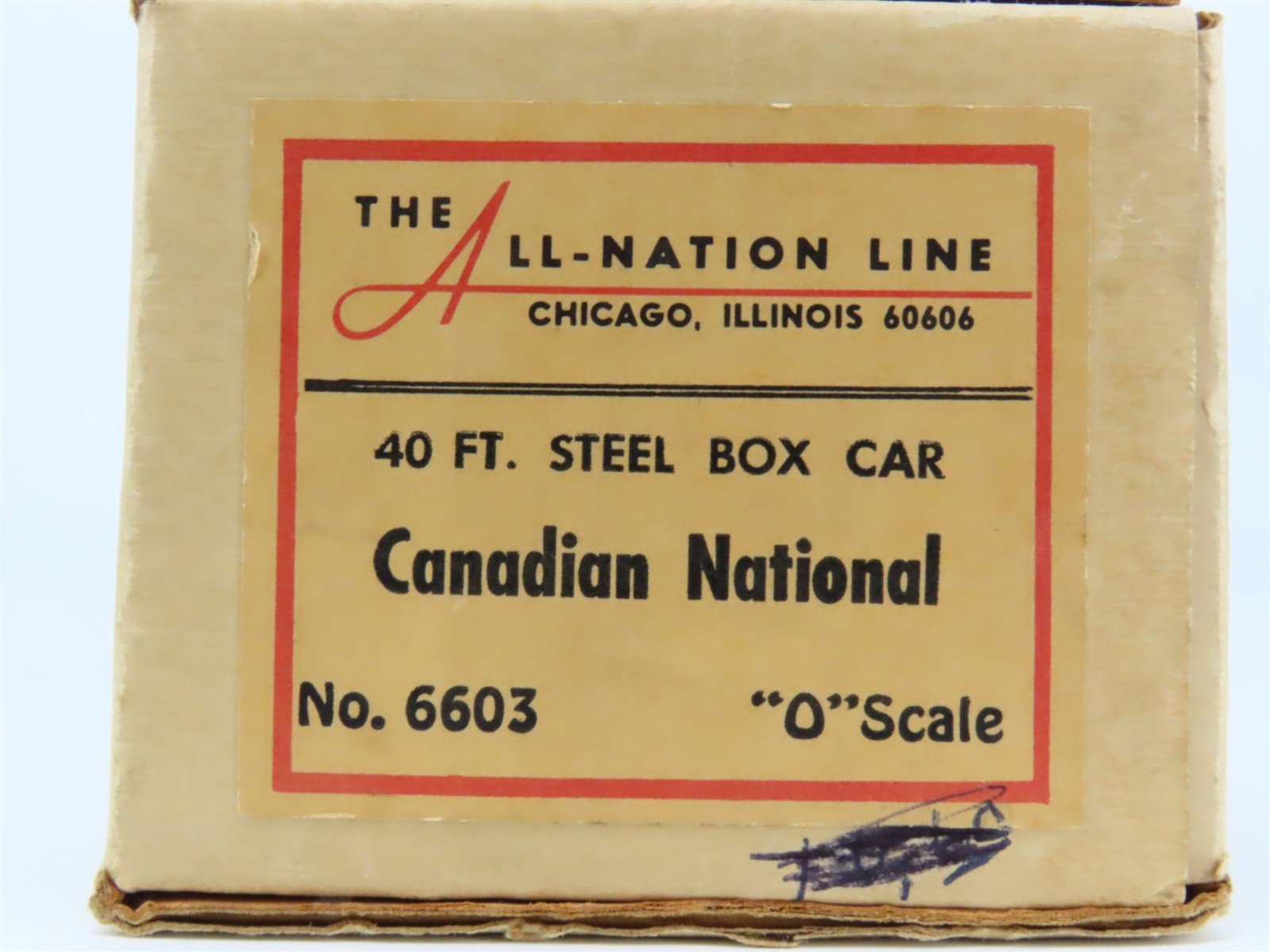 O Scale 2-Rail All-Nation 6603 CN Canadian National Boxcar #528190 Kit