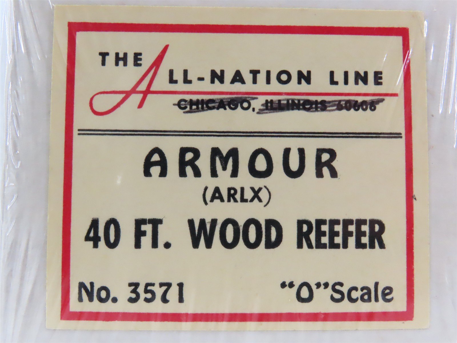 O Scale 2-Rail All-Nation 3571 ARLX Armour 40' Wood Reefer Kit
