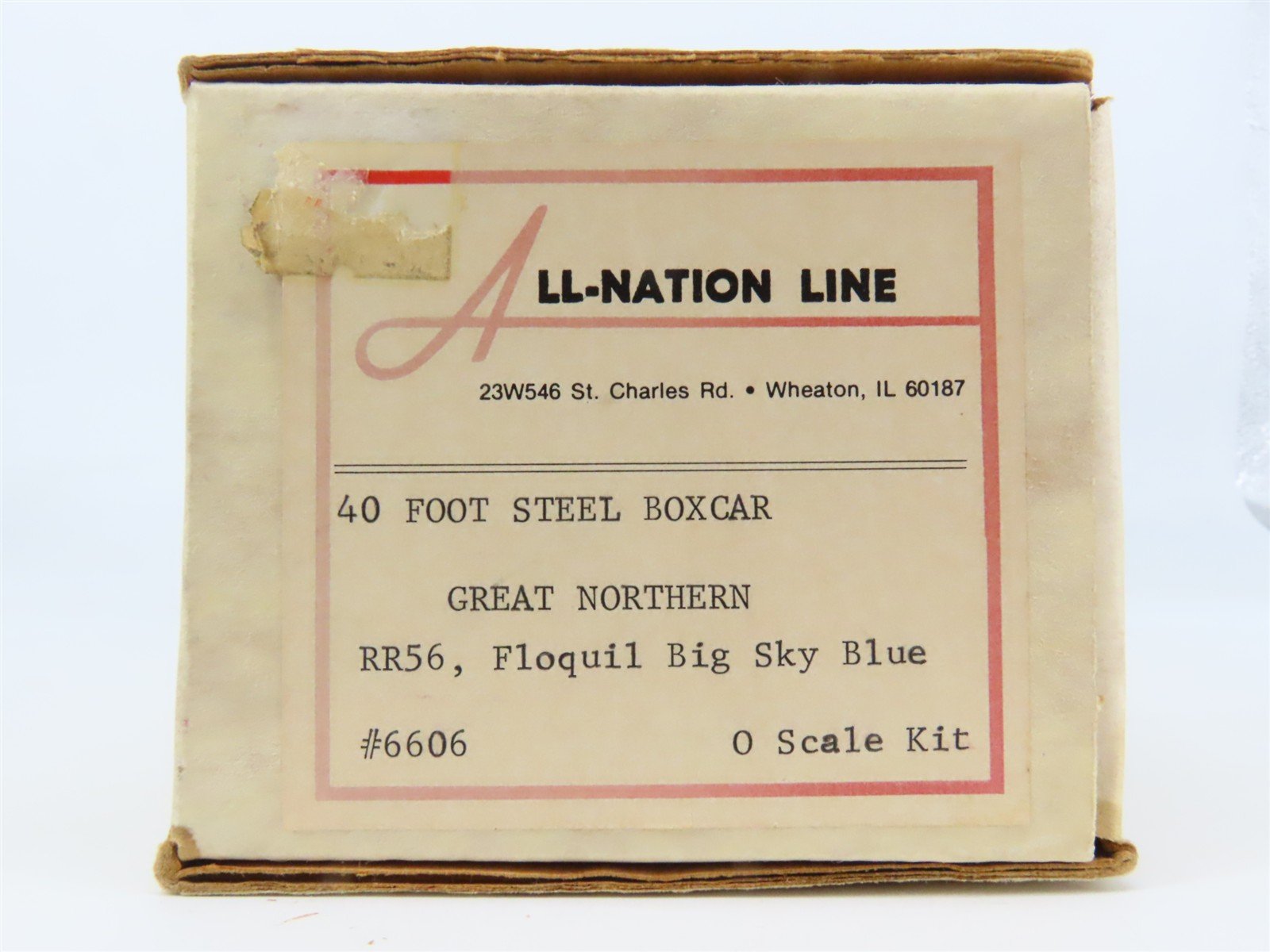 O Scale 2-Rail All-Nation 6606 GN Great Northern 40' Steel Boxcar #11450 Kit