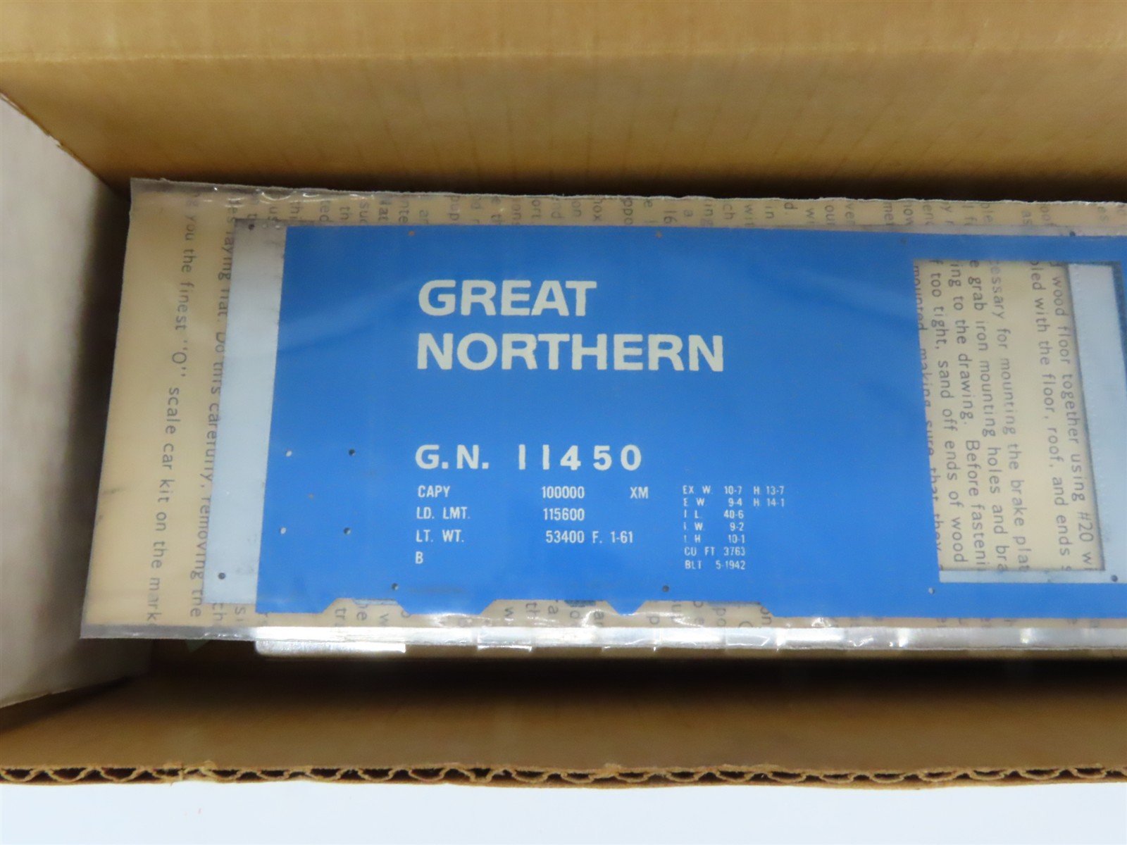 O Scale 2-Rail All-Nation 6606 GN Great Northern 40' Steel Boxcar #11450 Kit