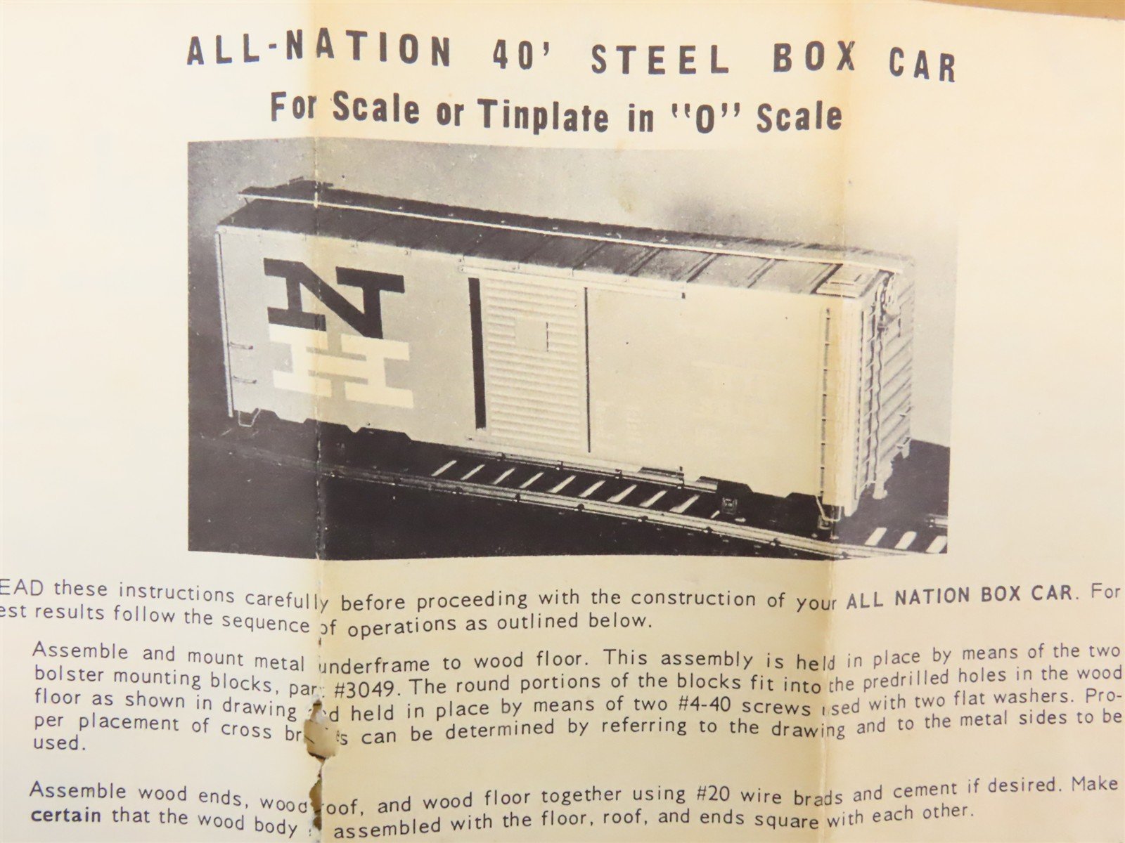 O Scale 2-Rail All-Nation 6606 GN Great Northern 40' Steel Boxcar #11450 Kit